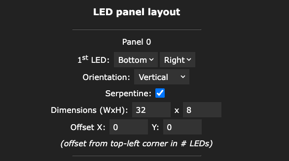 WLED 2D configuration for 32x8 matrix